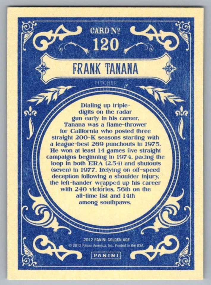 2012 Panini Golden Age Frank Tanana California Angels #120 - Image 2 of 2