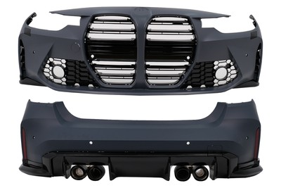 Bodykit für BMW 3er F30 11-19 Upgrade G20 Look Stoßstangen Endrohre Abgassystem