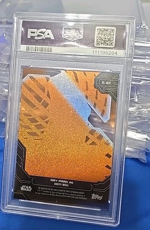2024 Topps Star Wars High Tek Ray Park as Darth Maul Orange Auto /25 PSA 8 - Image 2 of 2