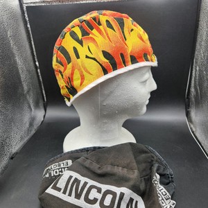 Lincoln Electric Welding Cap Black White FR KH823L & Comeaux Flame Welding Cap
