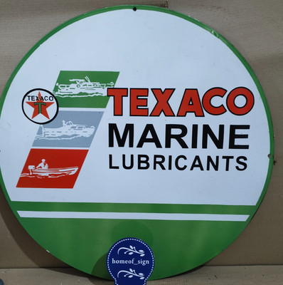 Texaco Marine Lubricants Porcelain Enamel Sign 30 X 30 Inches 1 sides