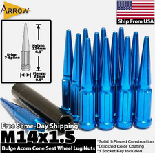 32 Black M14x1.5 Spline Spike Lug Nut Fit Ford 1999-2023 F250 F350 Super Duty