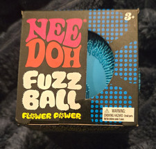 Schylling NeeDoh Flower Power Fuzz Ball Blue Tactile Squishy Squeeze Toy