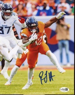 RJ Harvey Signed 8x10 Denver Broncos Football Photo AUTO JSA Sticker