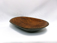 Antique Rustic Hand Carved Wooden 9 Oval Bowl, Primitive Folk Art