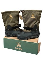 Kamik Waterbug 5 Dark Olive Winter Snow Boots Big Kid's Size 7 Youth NEW W BOX