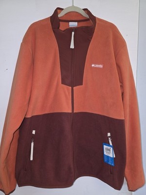 Columbia Sequoia Grove Full Zip Fleece Jacket Mens 2XL Orange Red NWT