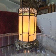 Vintage Tiffany Style Slag Glass Accent Table...