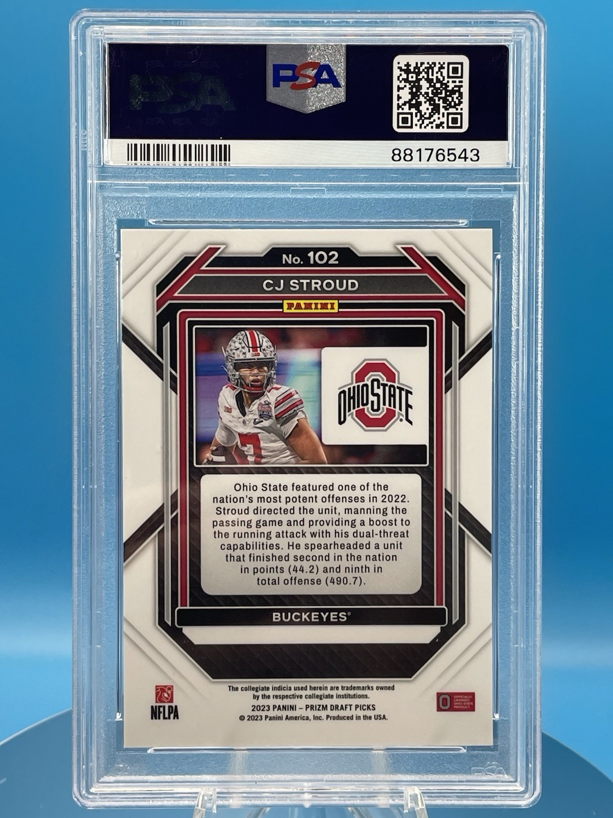 2023 Panini Prizm Draft Picks CJ STROUD #102 Ohio State Buckeyes Rookie PSA 10 view 2