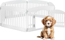 White 24" 6-Panel Puppy Playpen with Door - Indoor/Outdoor Use