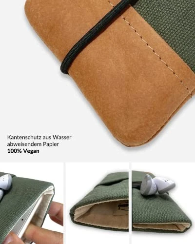 Moin Padded Cotton Phone Sleeve with Rubber Closure - Handmade Case for iPhone - Picture 4 of 8