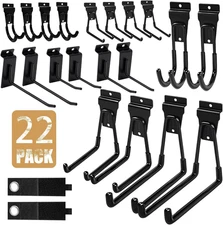 Slatwall Accessories 22 Pack Heavy Duty Steel Slatwall Hooks Garage Tool Hangers