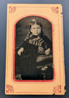 1875 TINTYPE-Young Victorian Girl in bold scarf in Paper Sleeve — photo 1