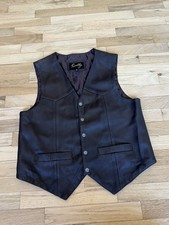 Scully Leather Vest Mens Medium Brown Western Rodeo Cowboy Snap Button Biker