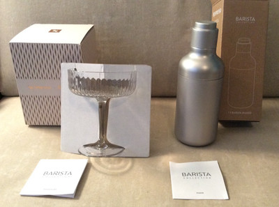 NIP Nespresso Barista shaker and Fusalp festive cocktail martini glass