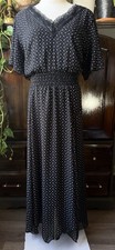 18 20 Lane Bryant Black Chiffon Short Flutter Sleeve Lace V Neck Maxi Midi Dress