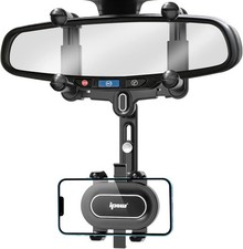 Large Rearview Mirror Holder, Rotatable and Retractable, Anti-Shake Mount for...