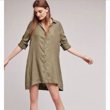Anthropologie Cloth & Stone Farryn Lace Back Shirt Dress NWT Green Medium