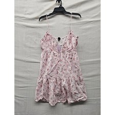 Wild Fable Womens Floral Mini Dress Pink Linen Blend Casual Size Medium