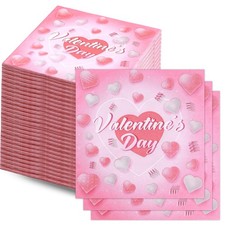 Valentines Napkins, 100Pcs Heart Pink Disposable Napkins for Valentine's Day ...
