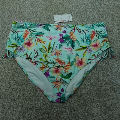 Elomi Swim Bottom Womens 22 Aqua Green Floral Sunshine Cove Swimwear