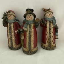 Set Of 3 Tii Resin Snowmen 5” Christmas Holiday Decor