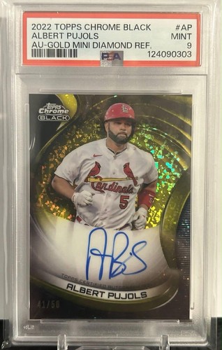 Topps 2022 Chrome Black Albert Pujols Auto Gold Mini-Diamond /50 PSA 9 CBA-AP