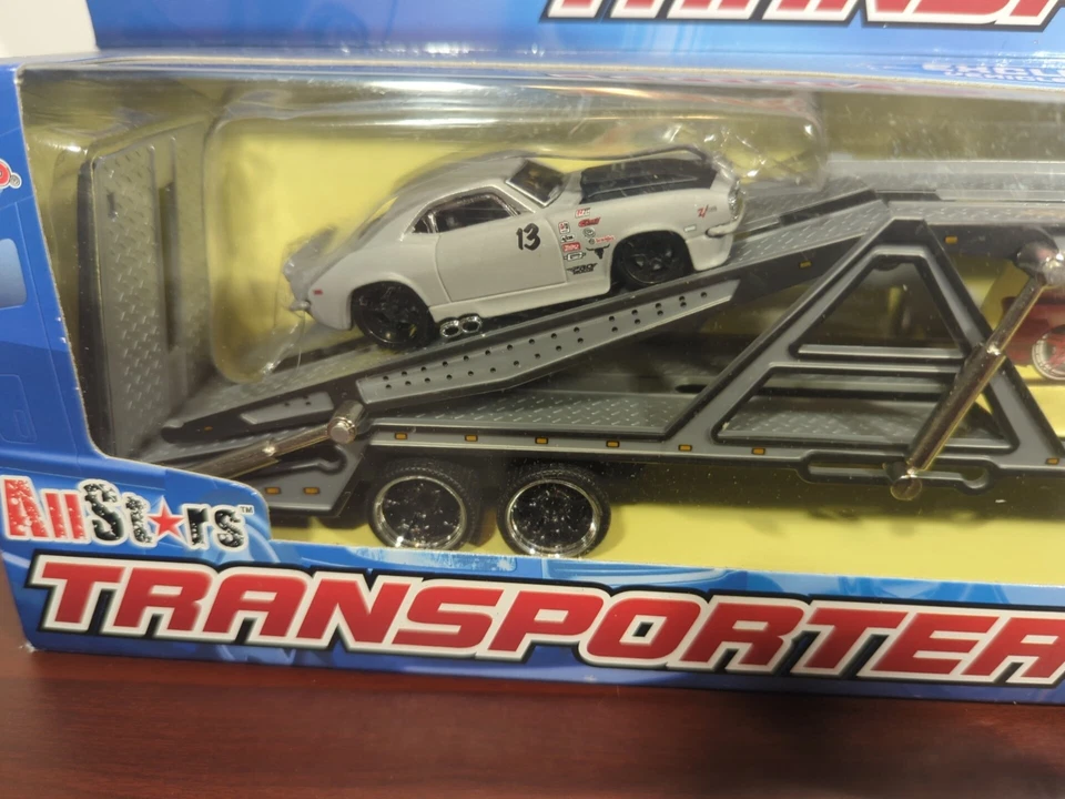 Maisto Allstars Gray Transporter Hauler 1/64 Diecast Outlaw Semi + Die-Cast Car - Image 2 of 4