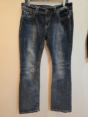 Miss Me Womens 31 X 32 Blue Boot Cut Jeans Distressed JP5636B2V