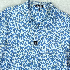 Bad Birdie Polo Shirt Men XL White Blue Abstract AOP Performance Preppy Golf