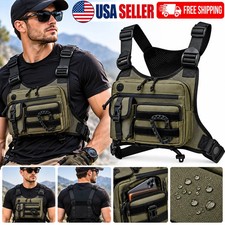 Men  s Tactical Chest Bag Outdoor Sports Vest Waterproof Multi Pocket Backpack US