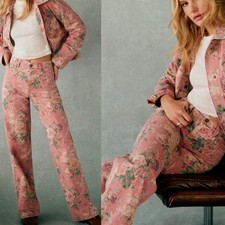 Sezane Wide Leg Floral Trousers Pants Almeria Print Womens 46 French US 14 NEW