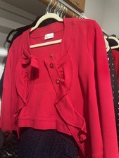 Valentino Red Black Ruffled Jacket sz S