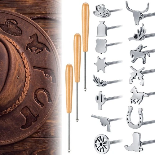 Shimeyao 18pcs Mini Western Branding Irons with Changeable Handle | Branding - product listing photo