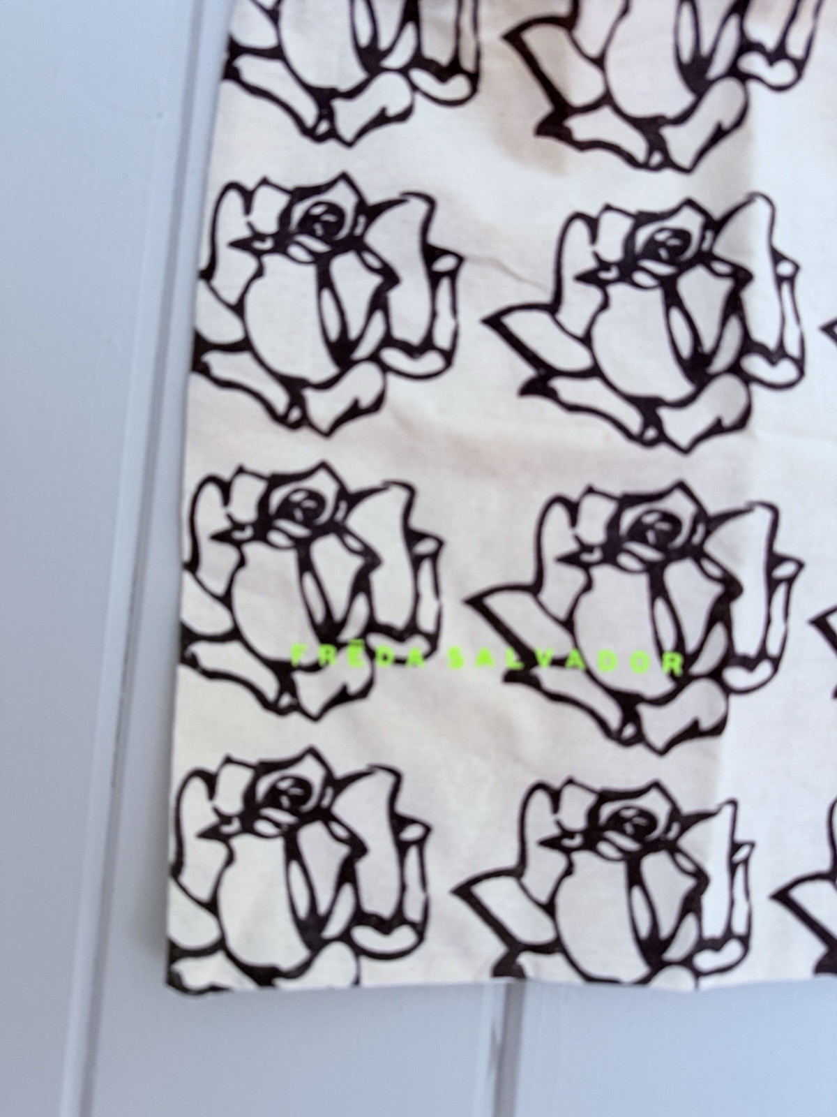Freda Salvador Canvas Off white Black Rose Floral Tote Bag Neon Logo Lightweight thumbnail 3