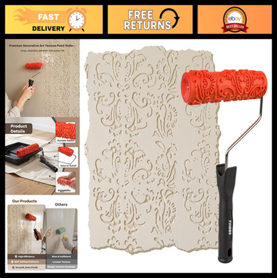 7'' Texture Paint Roller - Rubber Pattern Wall Decor, Embossed Design for DIY Hom