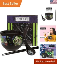 Ramen Noodle Bowl Set with Chopsticks and Spoon Ceramic Microwave Safe 20 oz