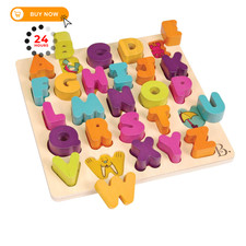 B. toys Wooden Alphabet Puzzle, 27 pieces or 10 inches x 10 inches, Alphabets