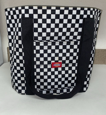 Dickies Checker Black And White Print Canvas Tote Shoulder Bag Purse