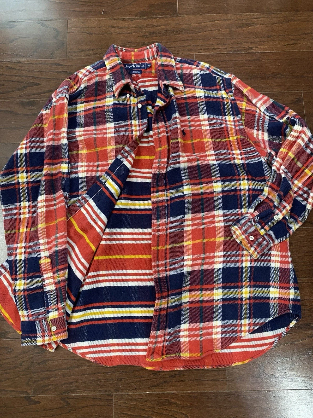 VTG Polo Ralph Lauren Men's Long Sleeve Shirt Plaid Button Down Flannel Size XL