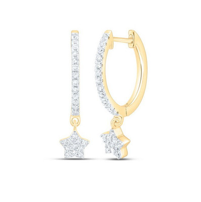 Huggie-Ohrhänger 0,20 kt Diamant Stern Tropfen 10 kt Gelbgold Damen