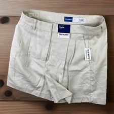 Old Navy Shorts Extra HR Beige Taylor Adjustable Waist Pleated Women Sz S NWT