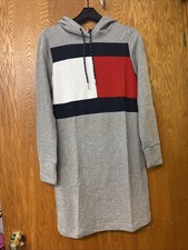 New Tommy Hilfiger Women Sweatshirt / Hoodie Dress Grey Size L