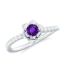 Pear Amethyst 1 ctw 925 Sterling Silver Split Shank Ring for Women