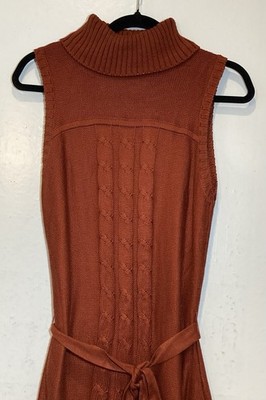 calvin klein orange sweater dress CALVIN KLEIN JEANS Zip Collar Cable Knit Sweater Dress Size M NWT