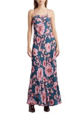 FARM Rio Women's Flower Delicacy Dark Blue Boho Strappy Slip Maxi Dress Size M