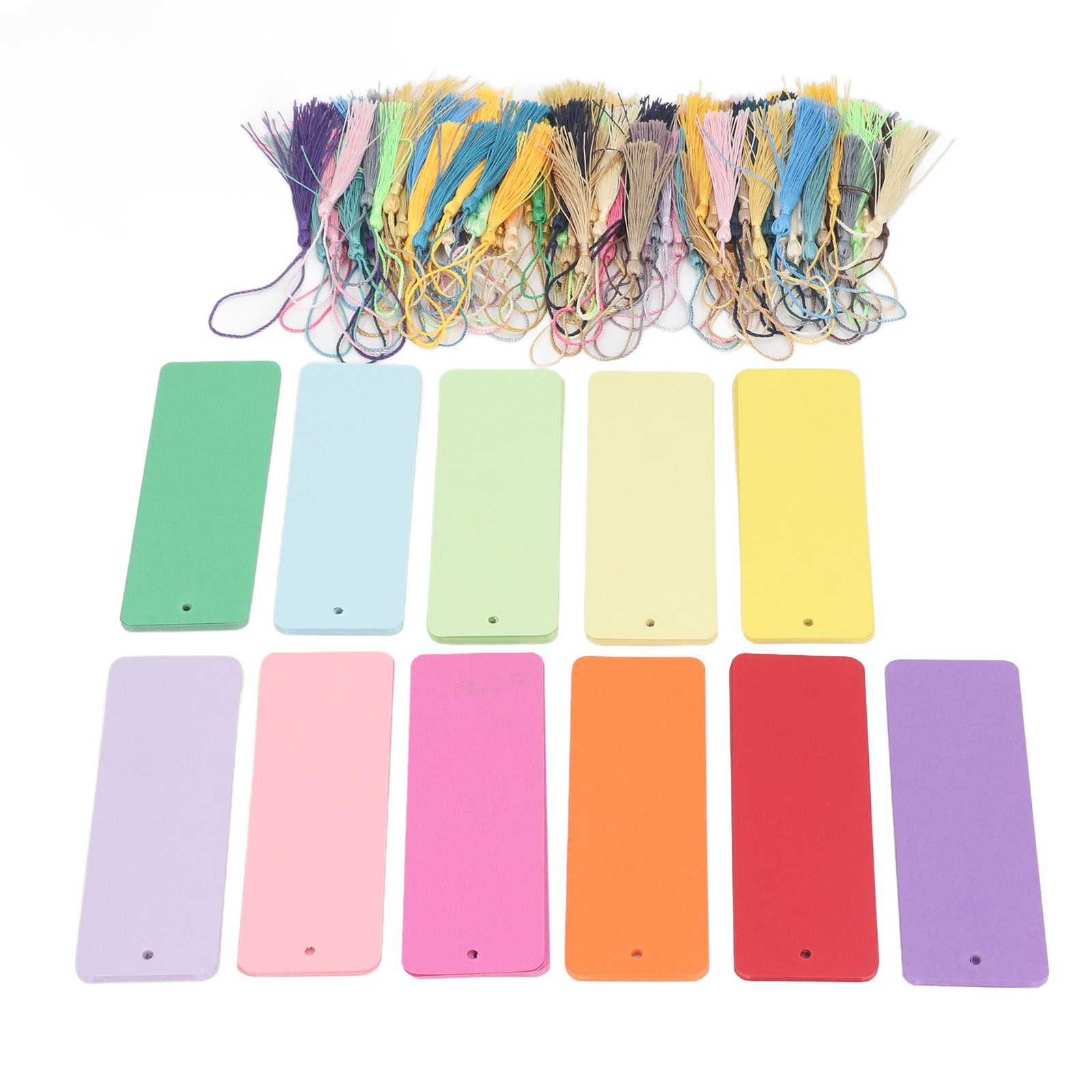 °120 Set Blank Color Cardstock Bookmarks With Colorful Tassels Craft DIY Paper.