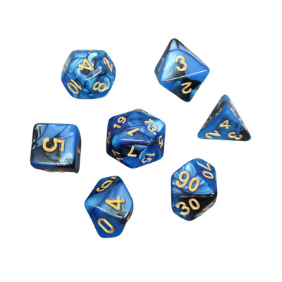 Kobaltblau Marmoriert DND Würfel Set, 7 Stück Würfel Set, Rollenspiel Würfel mit 