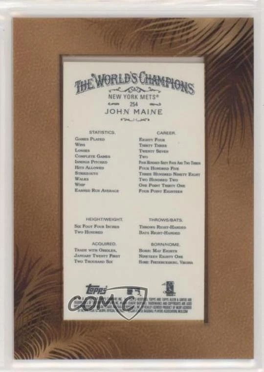 2009 Allen & Ginter's 2015 Buyback Mini Framed 10th Anniversary Issue John Maine - Image 2 of 2