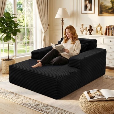 57'' Chaise Lounge Chair Indoor, Boneless Couch Oversized Sofa Bed Reading Chair